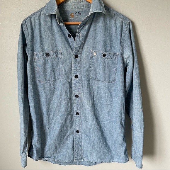 Carhartt Men's Light Blue Denim Button-Up Shirt Size Medium - Picture 5 of 11